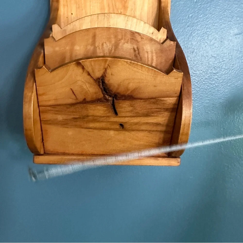 Vintage Handcrafted Natural Finish Wood Mail Sorter Recipe Card Wall Hanger